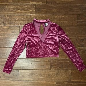 Mauve Velvet Long-sleeve Women’s Crop Top